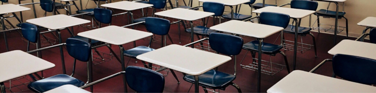 Rows of school desks